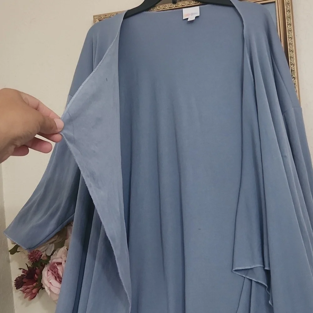 Waterfall Long line Cardigan Duster Blue Women's Cover Up Career Casual Modest - Picture 3 of 6